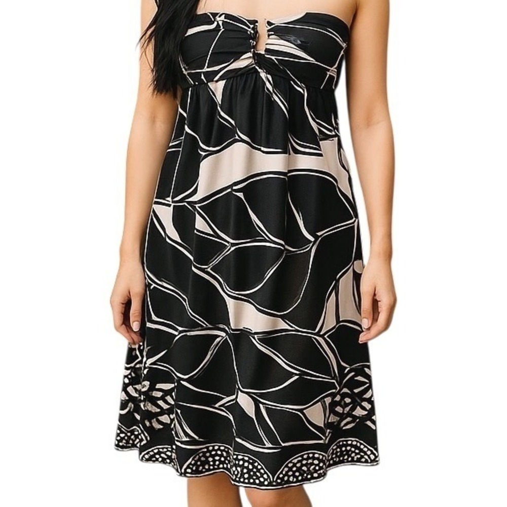 White House Black Market Womens Dress Size 4 Floral Silk Leaf Evening Party
